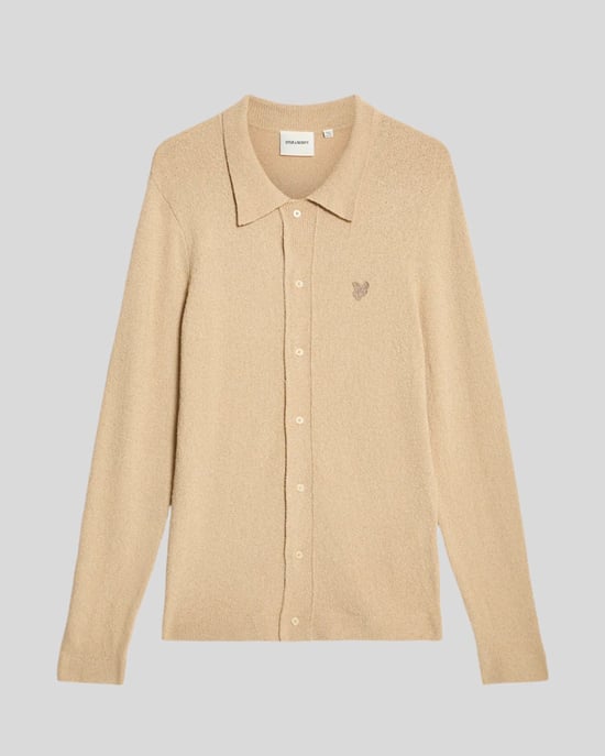 Lyle & Scott gebreide cardigan met kraag en textuur - beige - Image 5