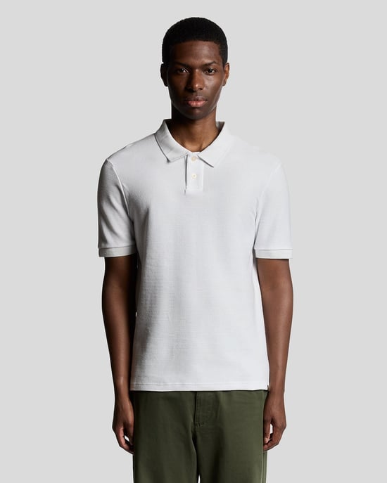 Jacquard Dobby Gebreide Polo Shirt - Image 1