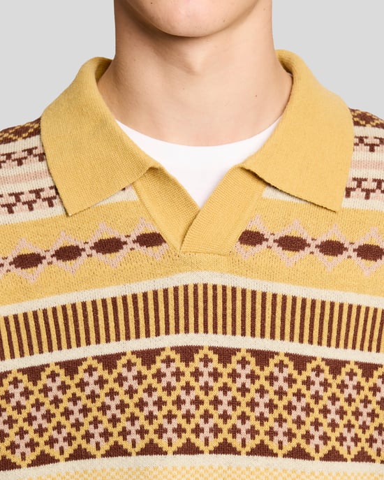 Lyle & Scott Fair Isle lamswolmix polotrui - geel - Image 3