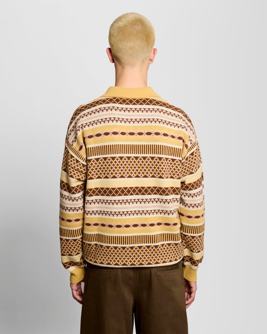 Lyle & Scott Fair Isle lamswolmix polotrui - geel - Image 4