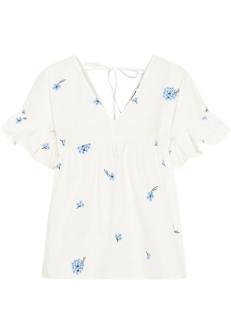 Dreimaster Tuniek Dames Wol Wit Blauw - Image 1