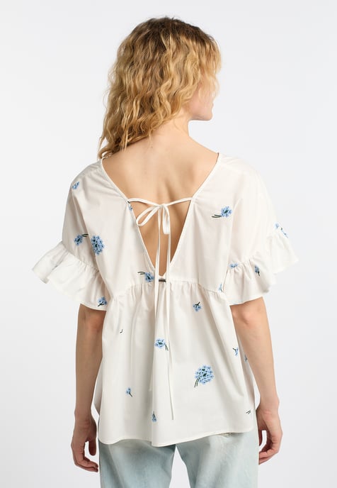 Dreimaster Tuniek Dames Wol Wit Blauw - Image 4