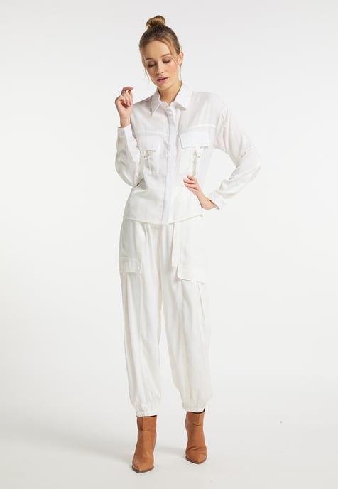 Dreimaster Stof broek Dames wit - Image 2
