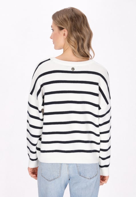 Dreimaster Jumper vrouwen gebroken witte marineblauwe strepen - Image 4