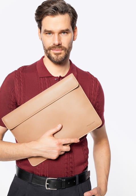 Wittchen Heren 13" Laptophoes in Imitatieleer Beige - Image 1