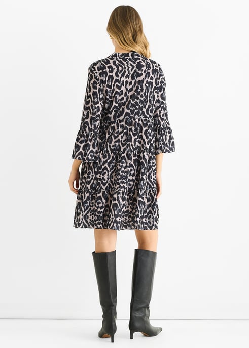 Grijze mini-jurk met dierenprint - Image 4