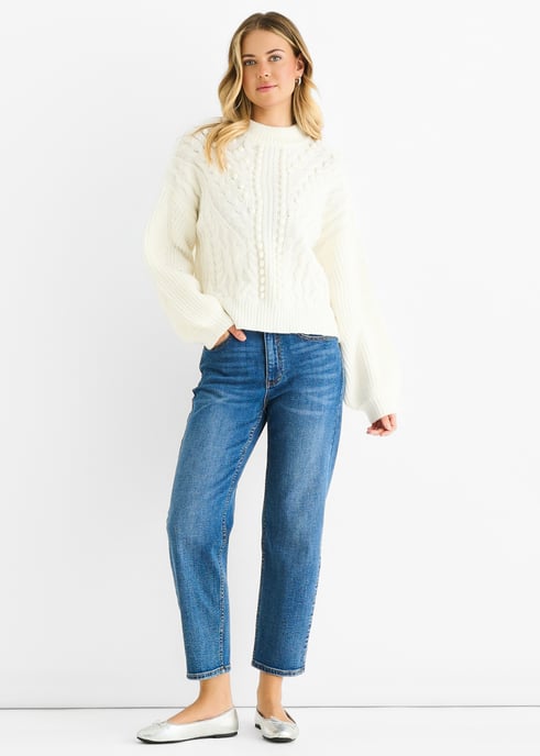 Witte oversized trui met grove steken - Image 1