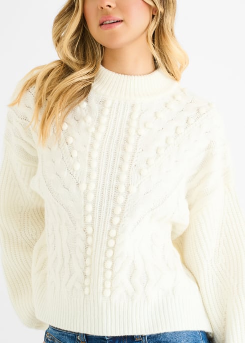 Witte oversized trui met grove steken - Image 2