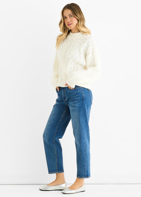 Witte oversized trui met grove steken - Image 3