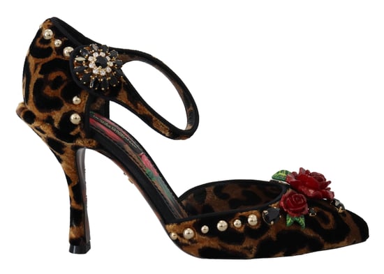 Leopard Velours Pumps met Roze Detail - Image 1