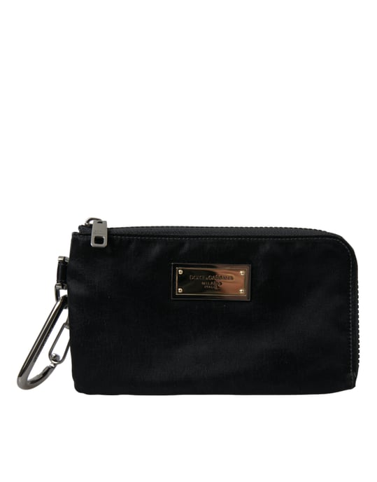 Zwarte Nylon Logo Plaque Sleutelhanger Pouch Clutch Tassen - Image 1
