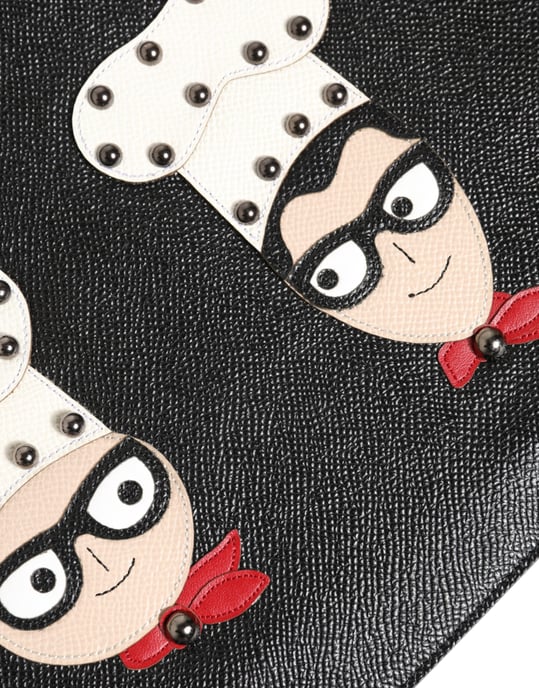 Zwarte Leren #DGFAMILY Versierde Heren Clutch Pouch Tas - Image 5