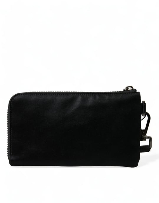 Zwarte Nylon Logo Plaquette Sleutelhanger Pouch Clutch Tas - Image 2