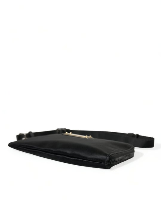 Zwarte Nylon Logo Plaquette Sleutelhanger Pouch Clutch Tas - Image 3