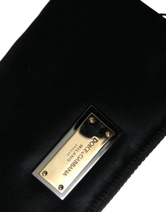 Zwarte Nylon Logo Plaquette Sleutelhanger Pouch Clutch Tas - Image 4