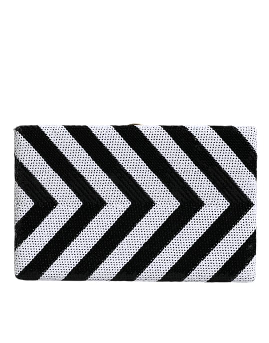 Zwarte Witte Gouden Frame Clutch Avondfeest Handtas - Image 1