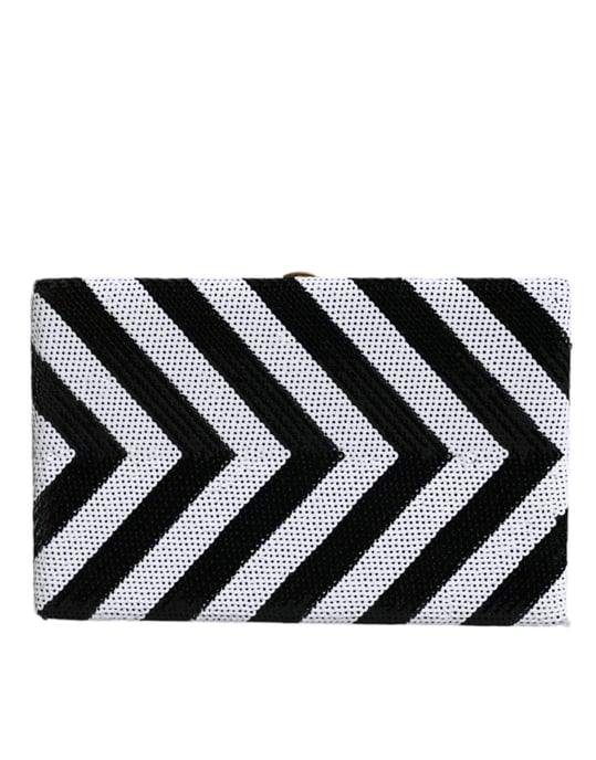 Zwarte Witte Gouden Frame Clutch Avondfeest Handtas - Image 3