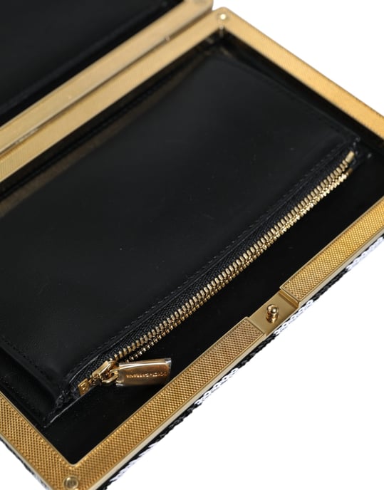 Zwarte Witte Gouden Frame Clutch Avondfeest Handtas - Image 5