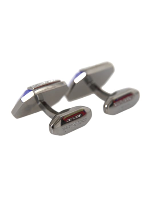 Zilveren Trompet Messing Pin Kristal Manchetknopen - Image 2