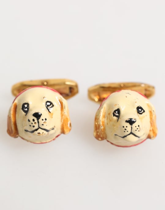 Messing Goudkleurige Honden Pups Mannen Accessoires Manchetknopen - Image 1