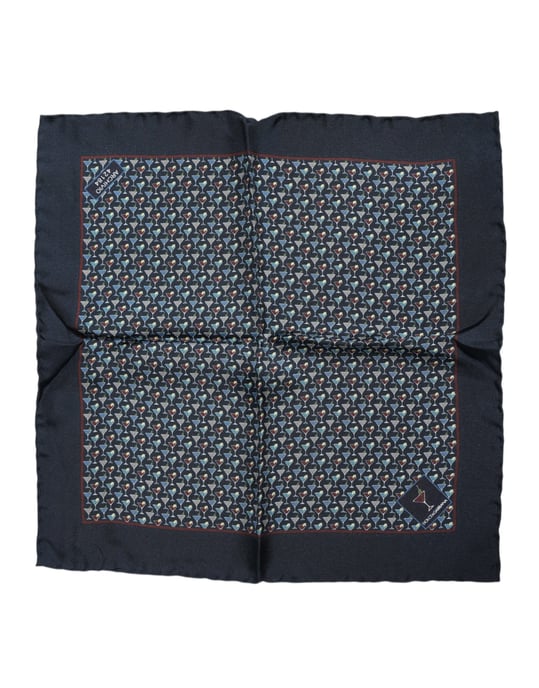 Blauwe Cocktail Zijde Vierkante Foulard Sjaal - Image 1