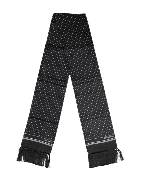 Zwart Witte Polkadot Franje Sjaal - Image 4