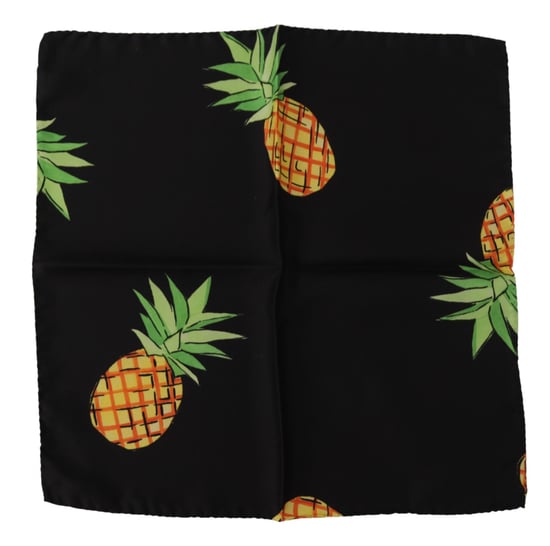 Zwarte Ananas Gedrukte Vierkante Zakdoek Sjaal - Image 1