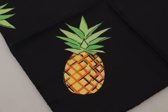 Zwarte Ananas Gedrukte Vierkante Zakdoek Sjaal - Image 2