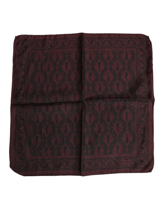 Bordeaux Zwarte Gedrukt Vierkant Mannen Foulard Sjaal - Image 1