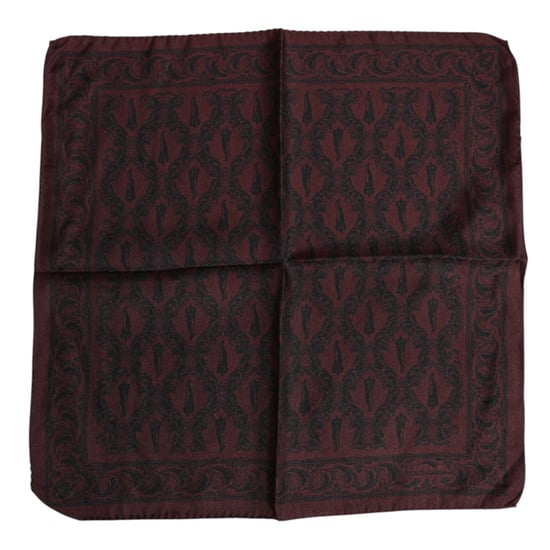 Bordeaux Zwarte Gedrukt Vierkant Mannen Foulard Sjaal - Image 2
