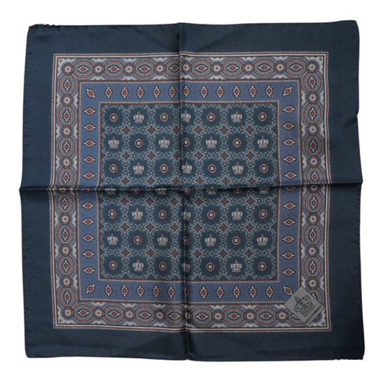 Blauwe Gedrukte Zijde Vierkante Mannen Foulard Sjaal - Image 2