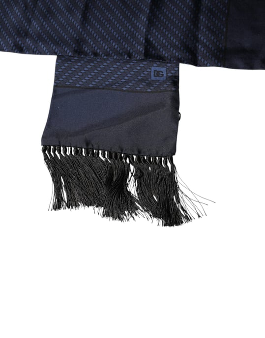 Donkerblauwe Fantasie Franje Sjaal - Image 4
