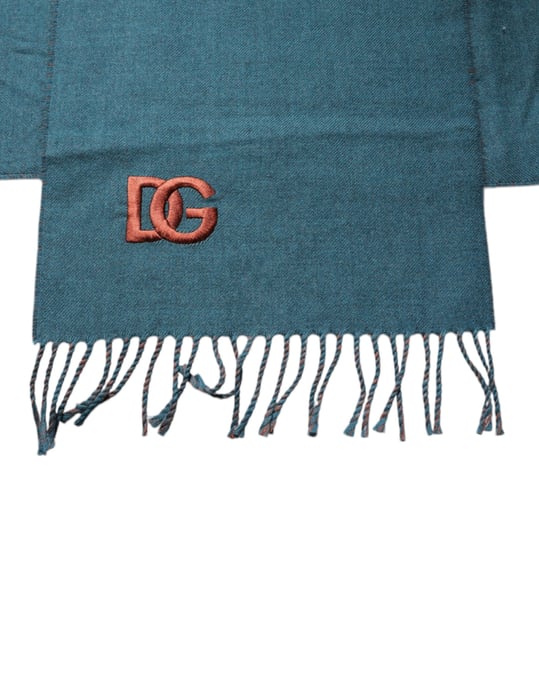 Blauw Groene Wol Fringe Sjaal Wrap Schal - Image 2