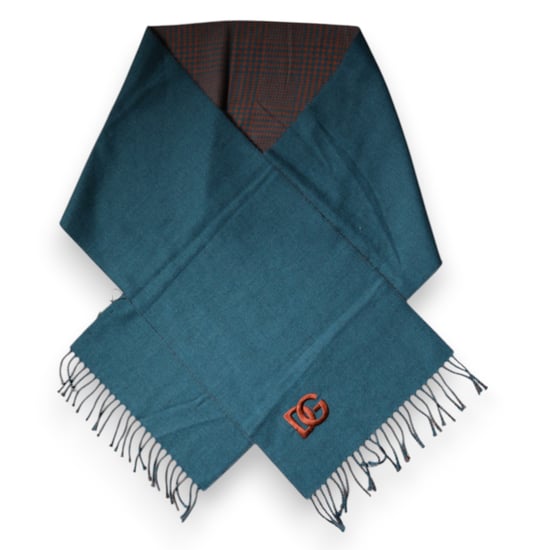 Blauw Groene Wol Fringe Sjaal Wrap Schal - Image 4
