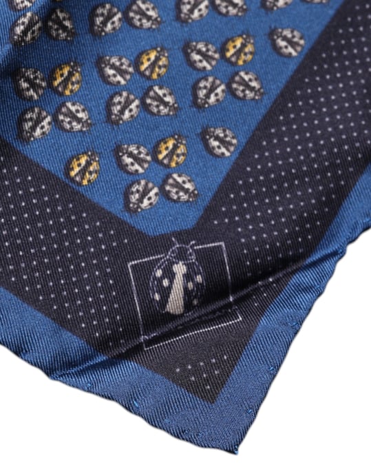 Blauwe Lieveheersbeestje Zijde Vierkante Zakdoek Sjaal - Image 3