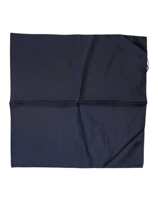 Donkerblauwe Zijde Vierkante Mannen Foulard Sjaal - Image 1