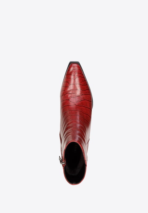 Wittchen Dames Burgundy Croco Leren Hoge Hak Enkellaarsjes - Image 3