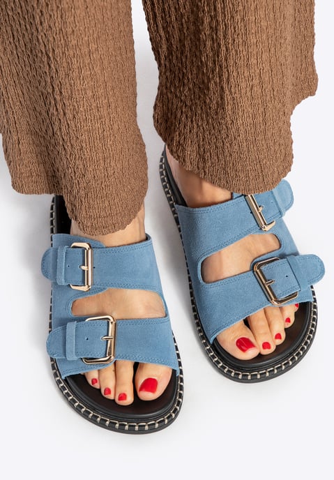 Wittchen Dames Blauwe Suède Leren Slippers - Image 1