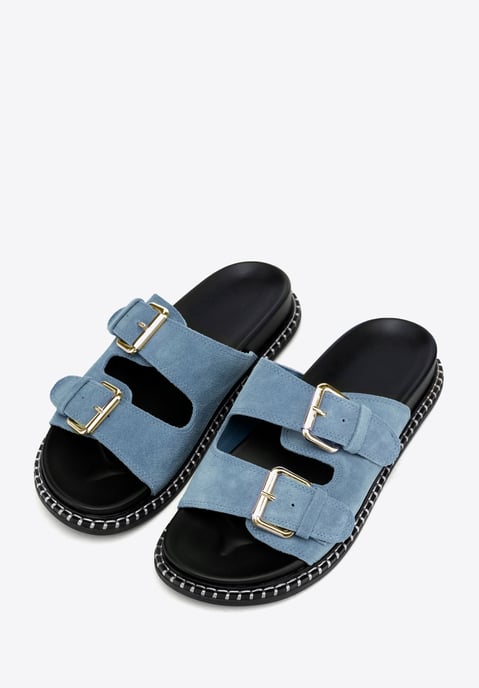 Wittchen Dames Blauwe Suède Leren Slippers - Image 2