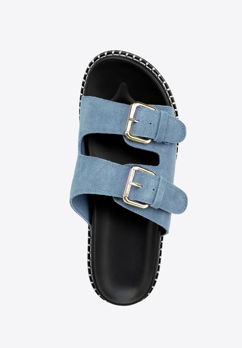 Wittchen Dames Blauwe Suède Leren Slippers - Image 5