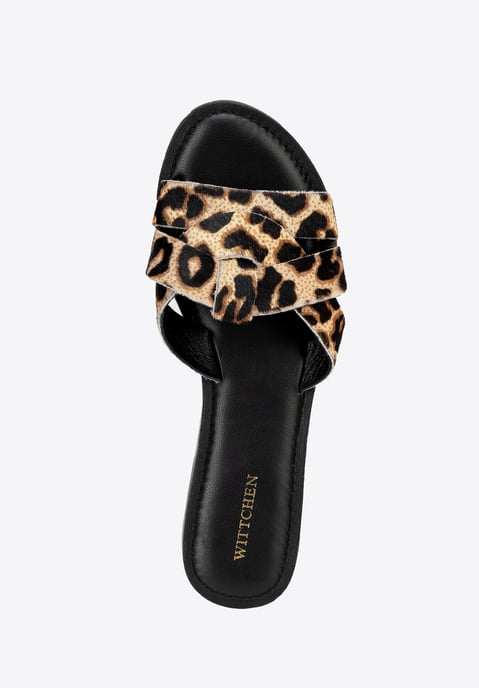 Wittchen Dames Animal Print Leren Slippers Zwart en Bruin Natuurlijk Leer - Image 5