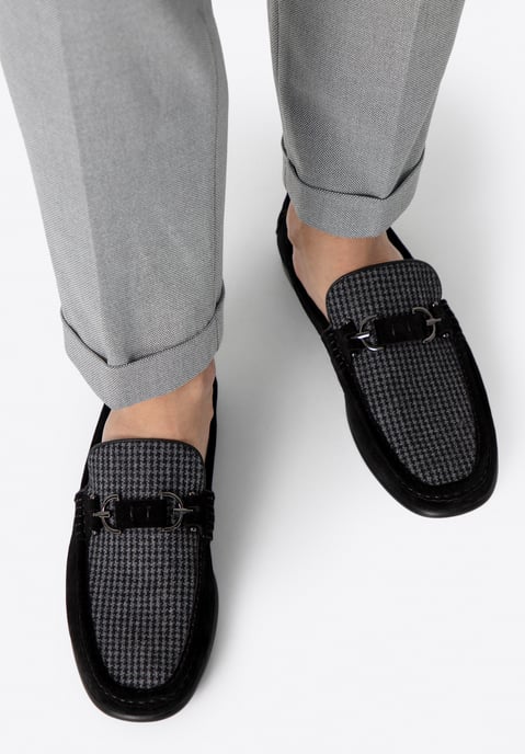 Wittchen Heren Zwarte Geruite Stoffen Mocassins - Image 2