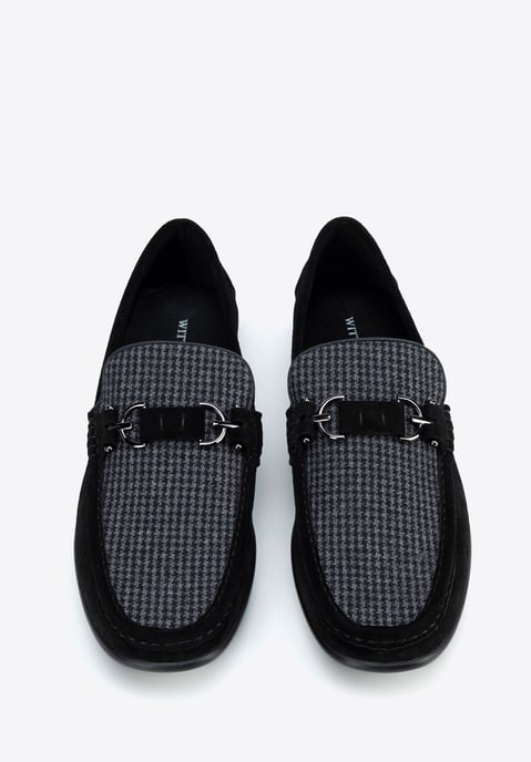Wittchen Heren Zwarte Geruite Stoffen Mocassins - Image 4