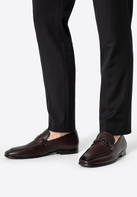 Wittchen Heren Leren Loafers met Gesp op de Band, Donkerbruin, Natuurlijk Leer - Image 1