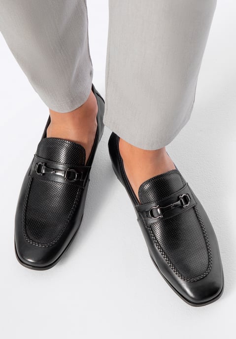 Wittchen Heren Leren Loafers met Gesp op Band Zwart Natuurlijk Leer - Image 1