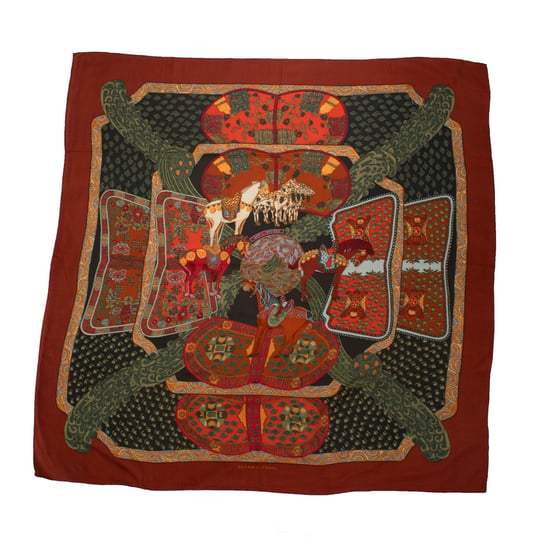 Hermes Art des Steppes kasjmiersjaal in rood - Image 1