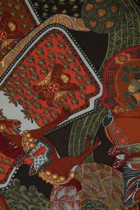 Hermes Art des Steppes kasjmiersjaal in rood - Image 6