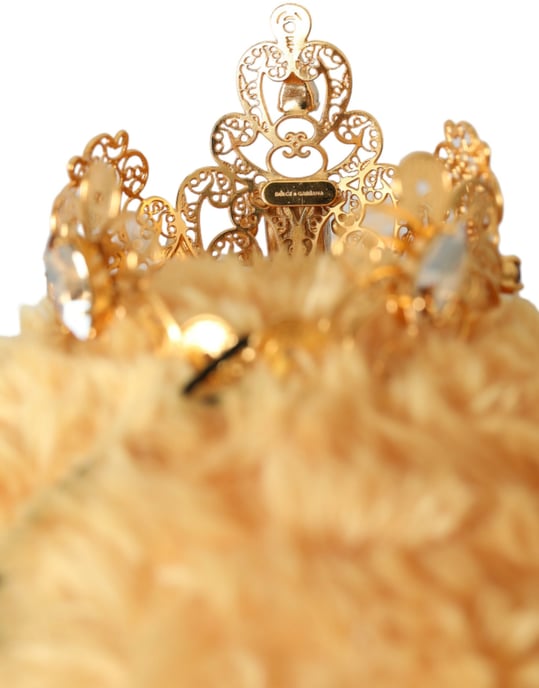 Bruine Teddybeer Gouden Kristallen Kroon Haarband Diadeem - Image 5