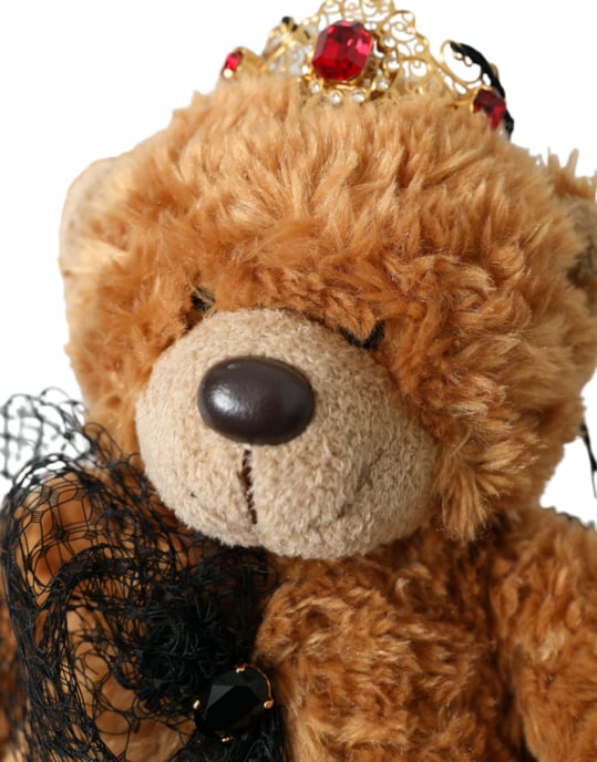 Bruine Teddybeer Gouden Kristallen Kroon Haarband Diadeem - Image 2
