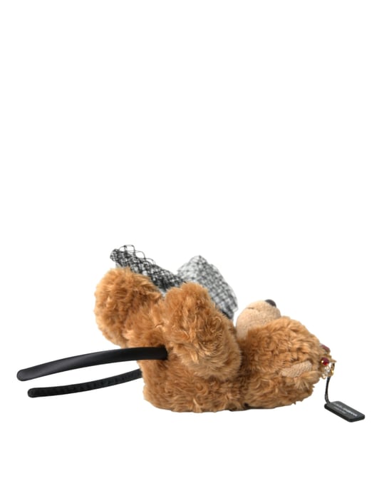 Bruine Teddybeer Gouden Kristallen Kroon Haarband Diadeem - Image 4